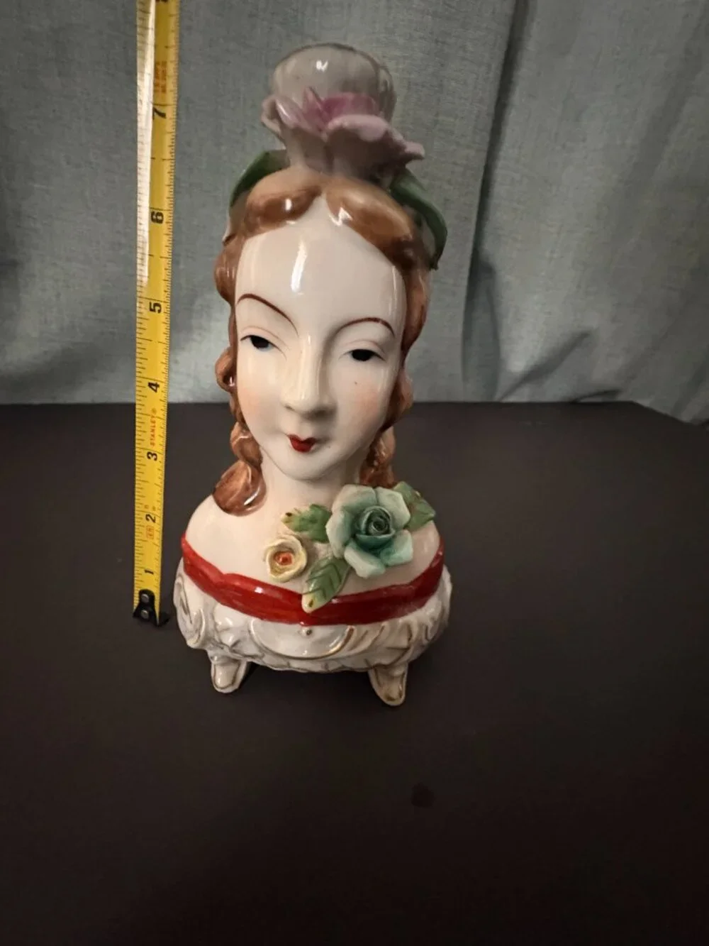 Vintage Occupied Japan Hand Painted Porcelain Lady Lamp Base/Candle Holder
